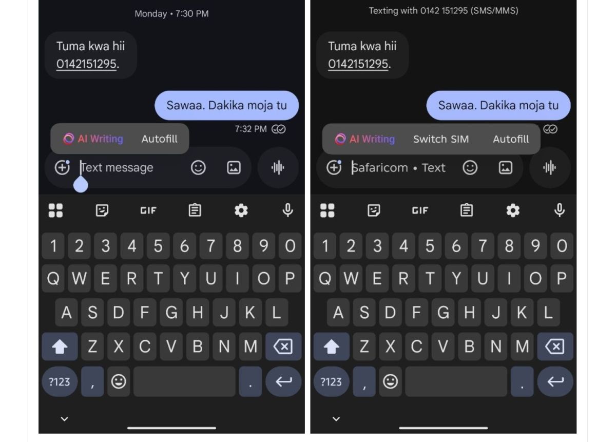 google messages double sim