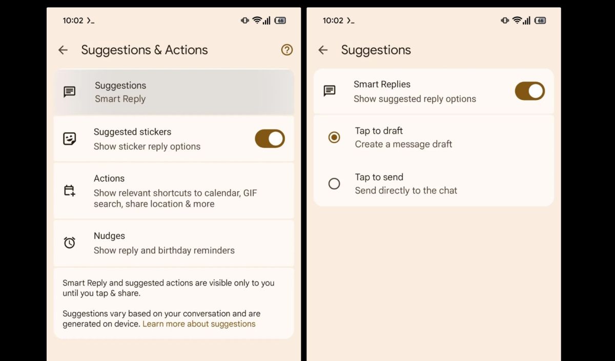 google messages suggestions