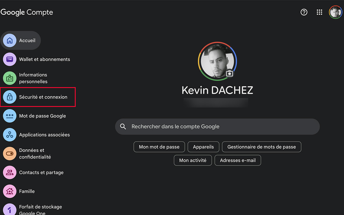 Tuto compte Google accès applis