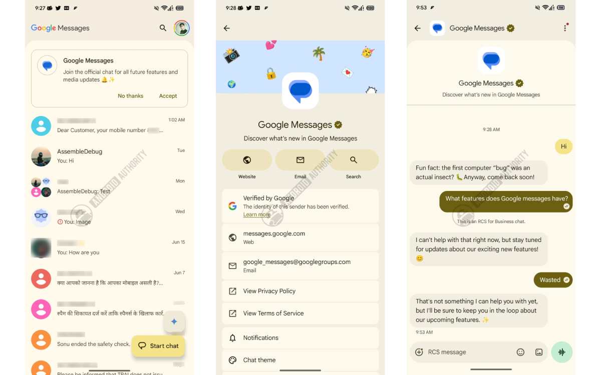 Conversation avec Google Messages dans Google Messages
