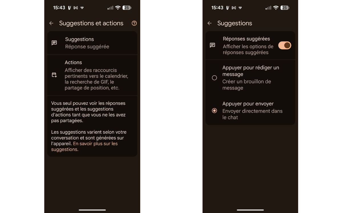 Google Messages Appuyer pour rédiger un message