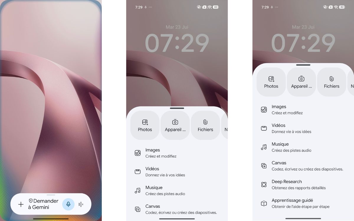 Gemini overlay nouvelles fonctions menu plus