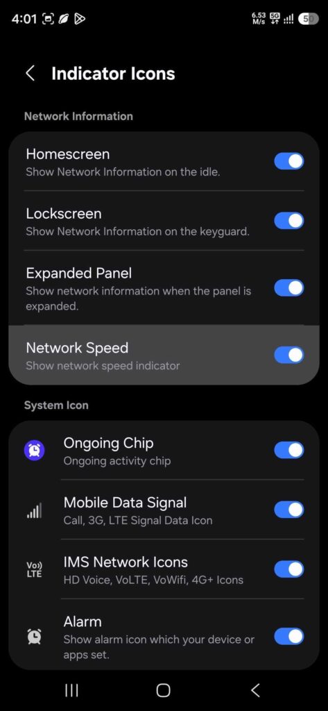 One UI 9 QuickStar vitesse reseau