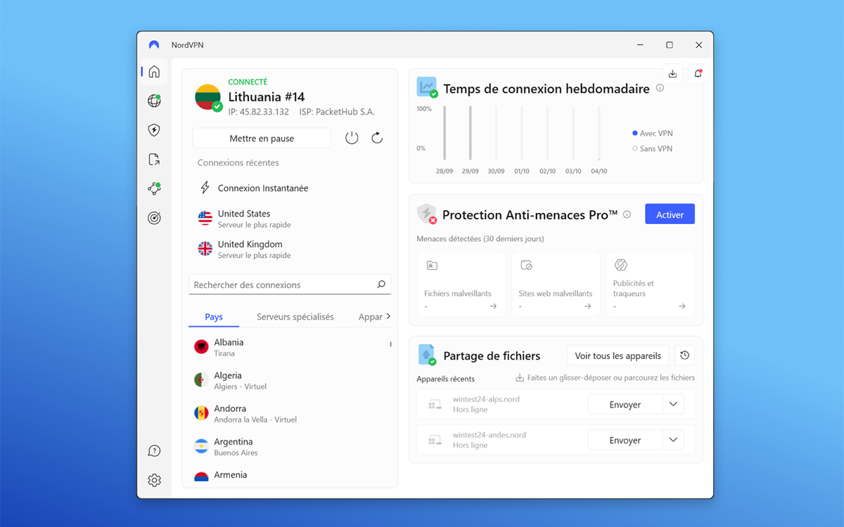 nordvpn capture ecran