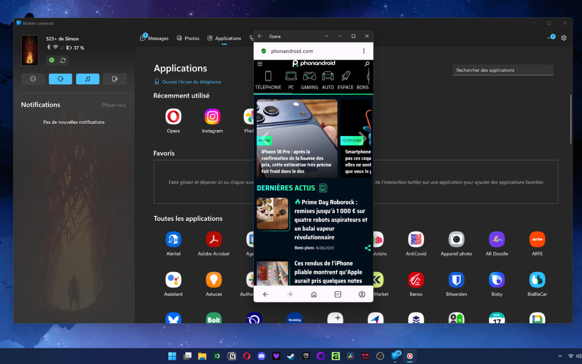 windows 11 mobile connecté