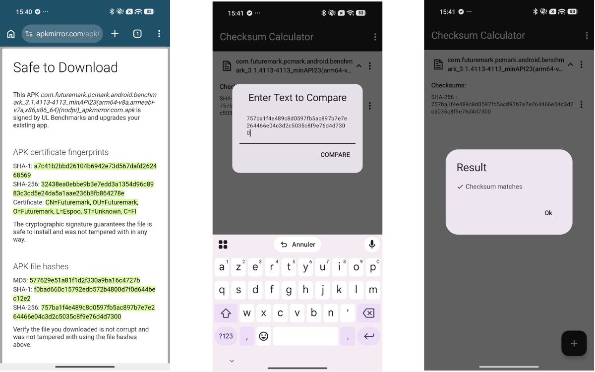 Conseils installation APK sideloading en toute sécurité Hash 2
