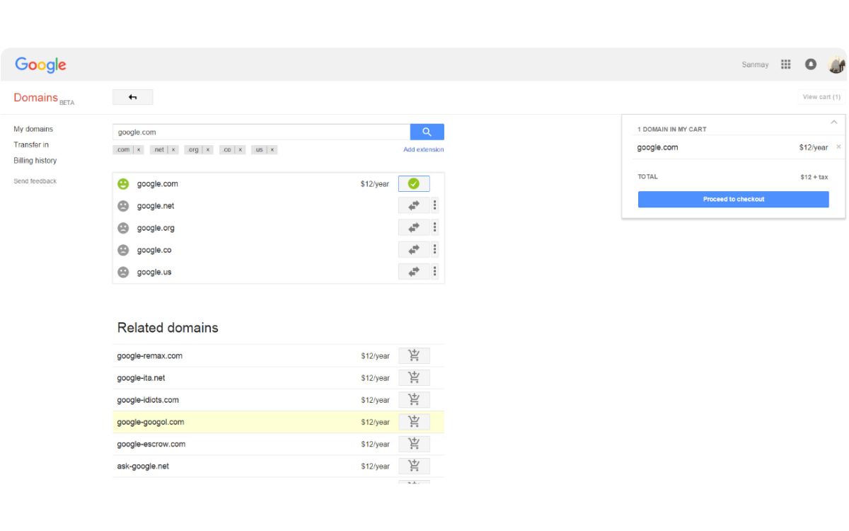Google.com Sanmay Ved propriétaire 12 dollars 1 minute 2