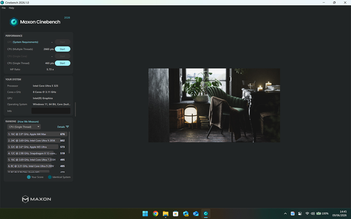 Honor Magicbook 16 cinebench