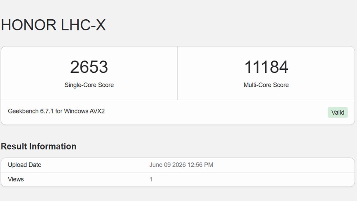 Honor Magicbook 16 geekbench