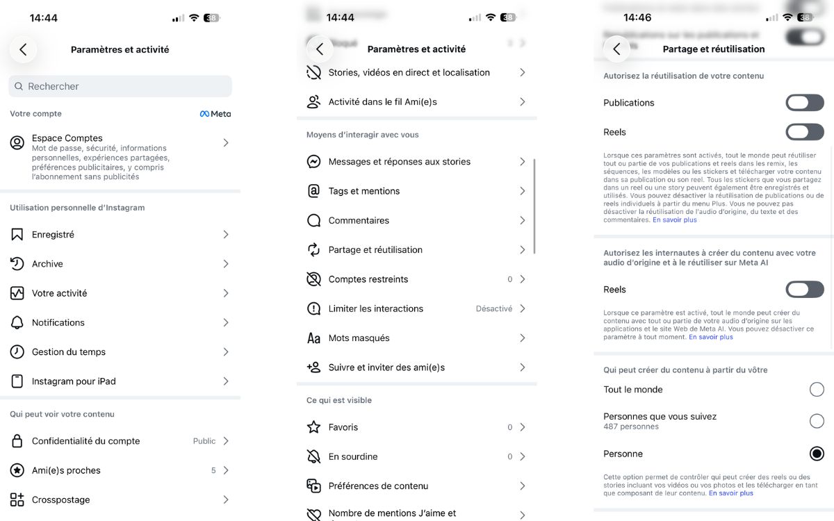 Instagram Meta AI réutilisation photo compte public