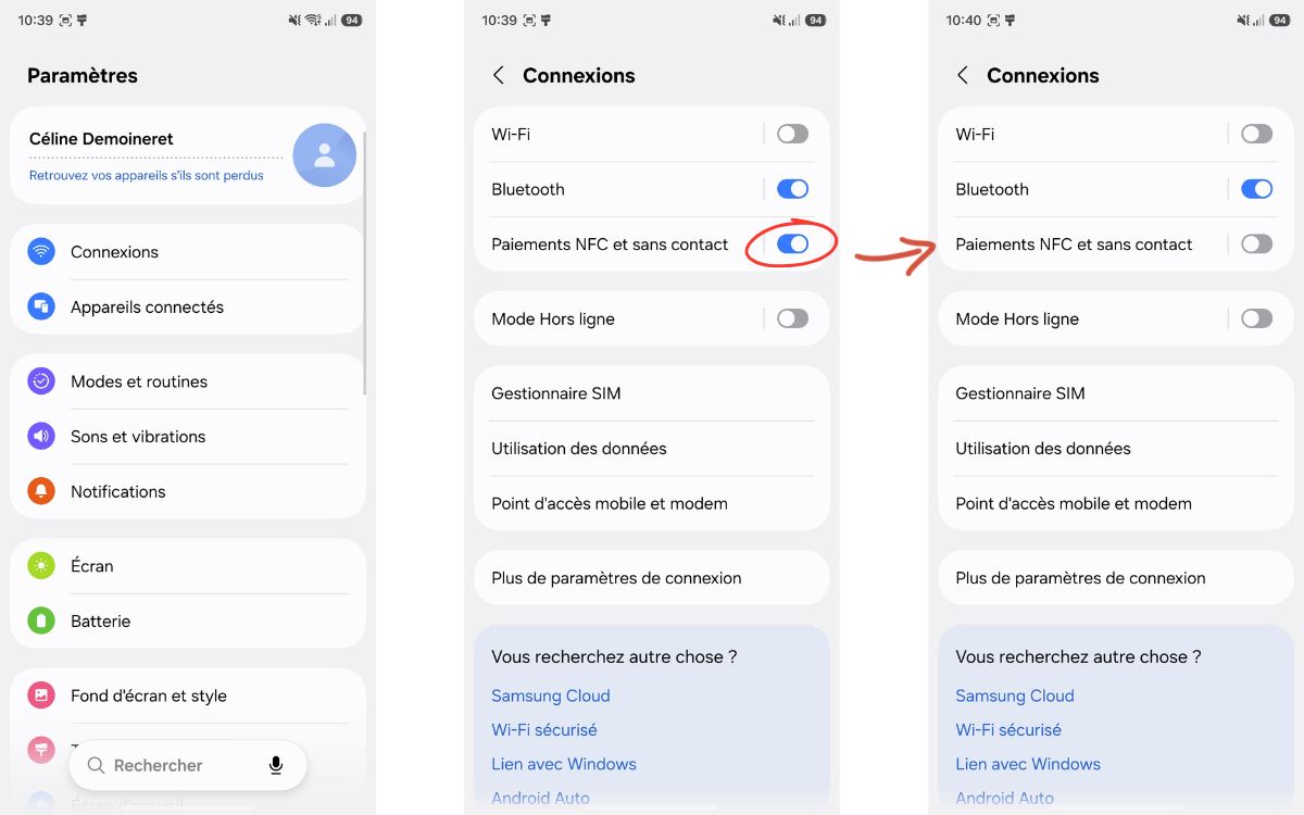 Samsung Galaxy One UI batterie astuce Connexions