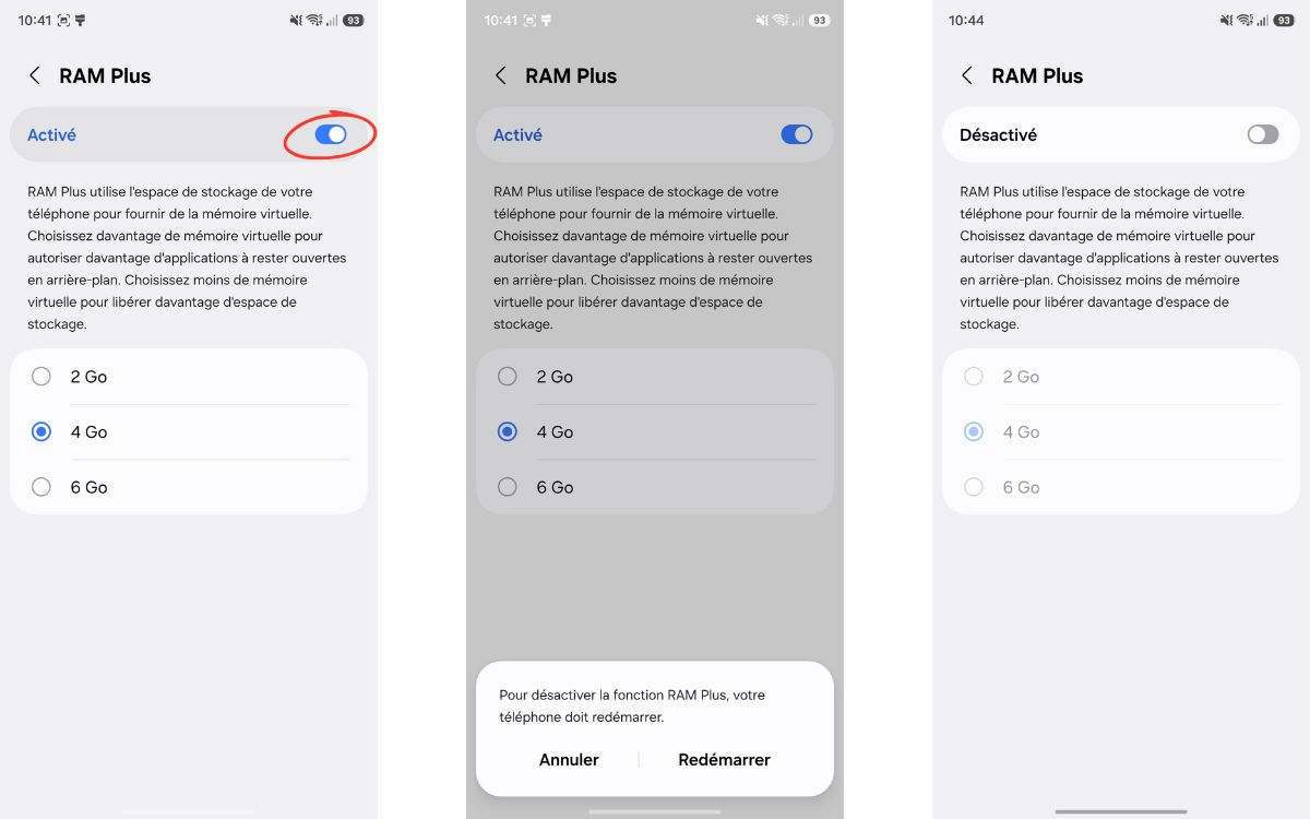 Samsung Galaxy One UI batterie astuce RAM Plus