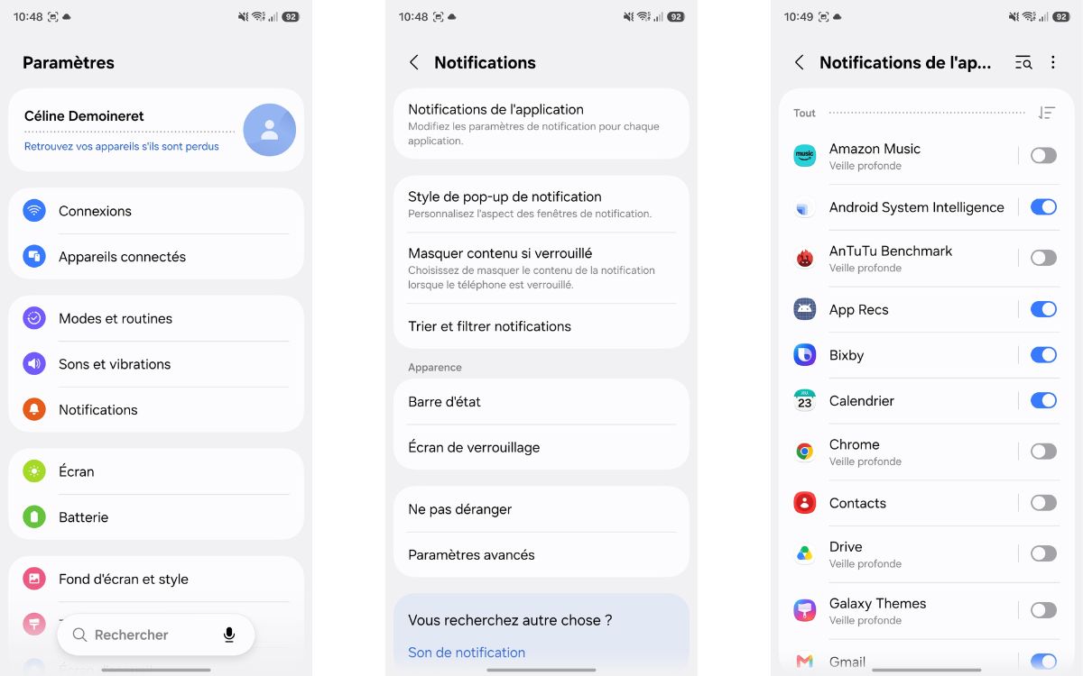 Samsung Galaxy One UI batterie astuce notifications