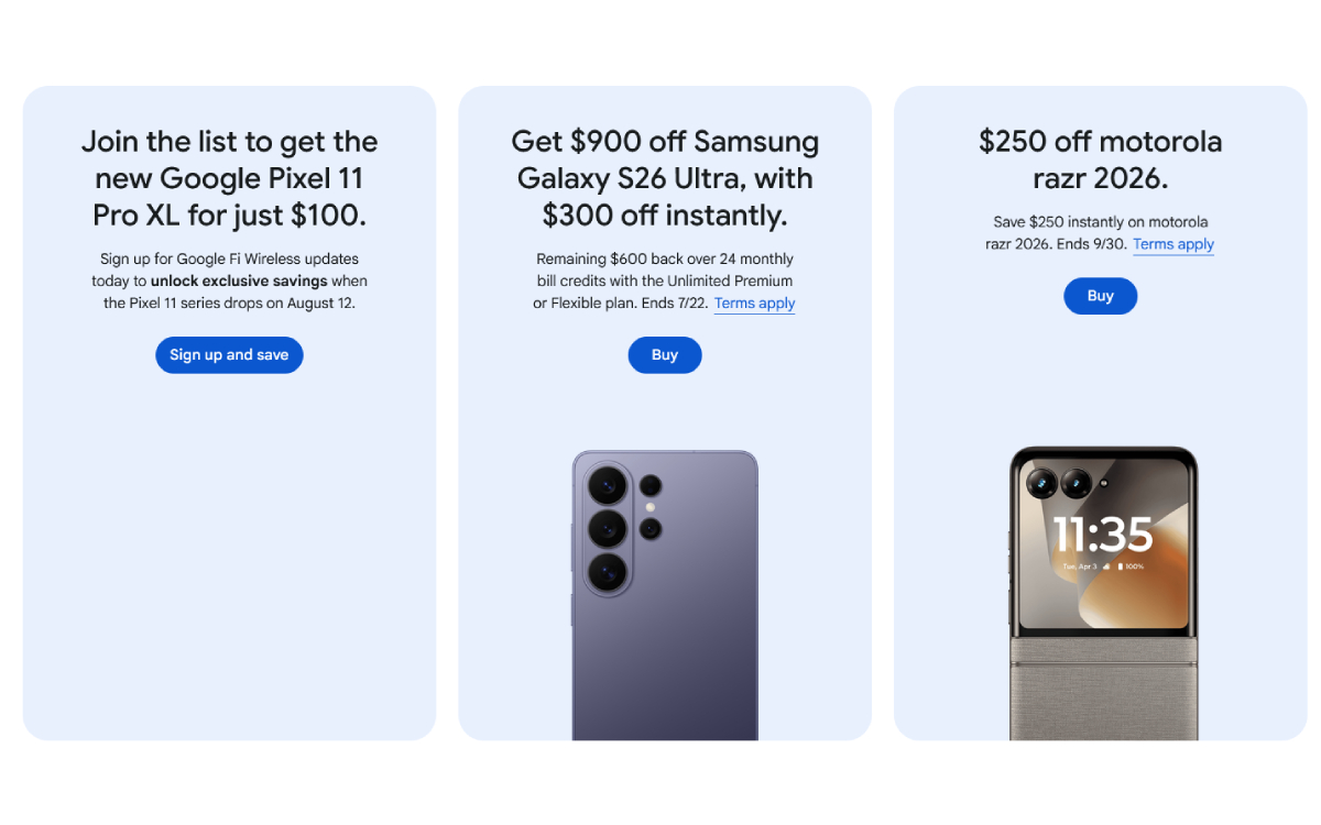 Site Google Fi Pixel 11 Pro