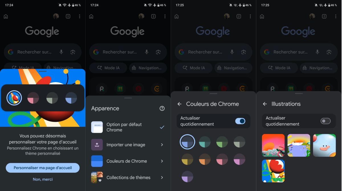 chrome android nouvel onglet