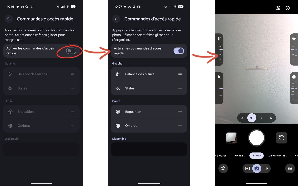 Google Pixel Appareil Photo commandes accès rapide 2