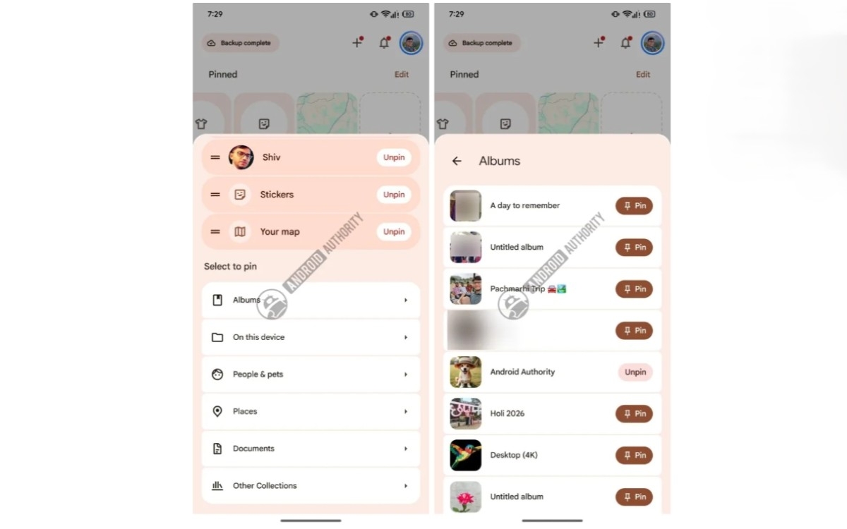 Google Photos épingles