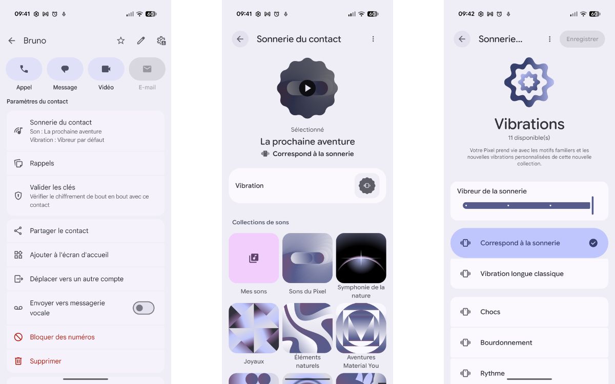 Google Pixel 11 fonction personnalisation vibration Contacts