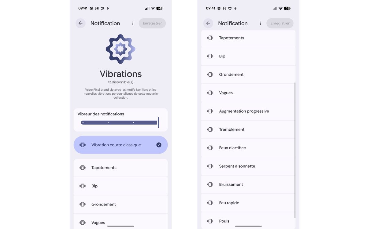 Google Pixel 11 fonction personnalisation vibration notifiations