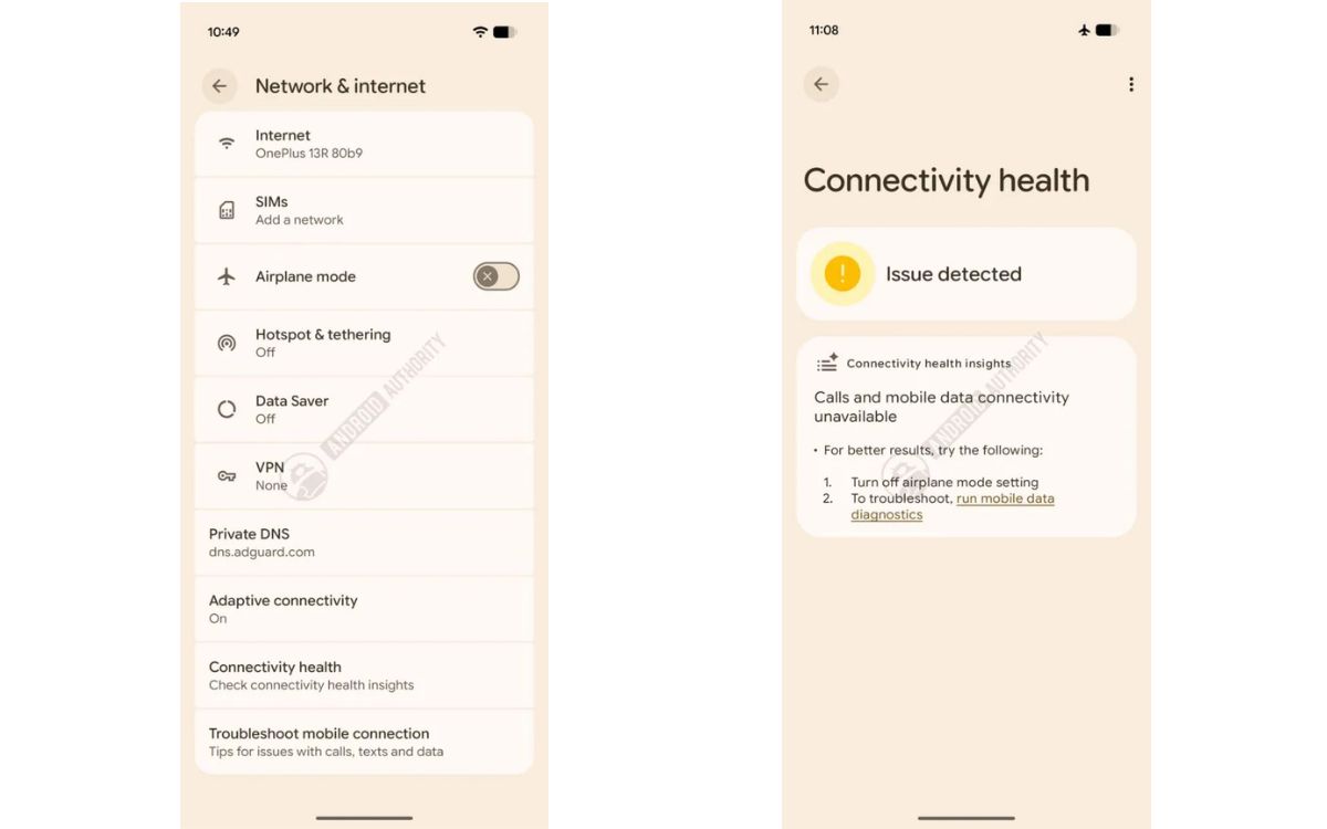 Google Pixel Connectivity Health diagnostic