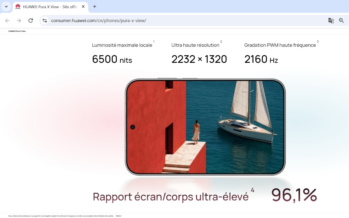 Huawei Pura X View ratio écran corps