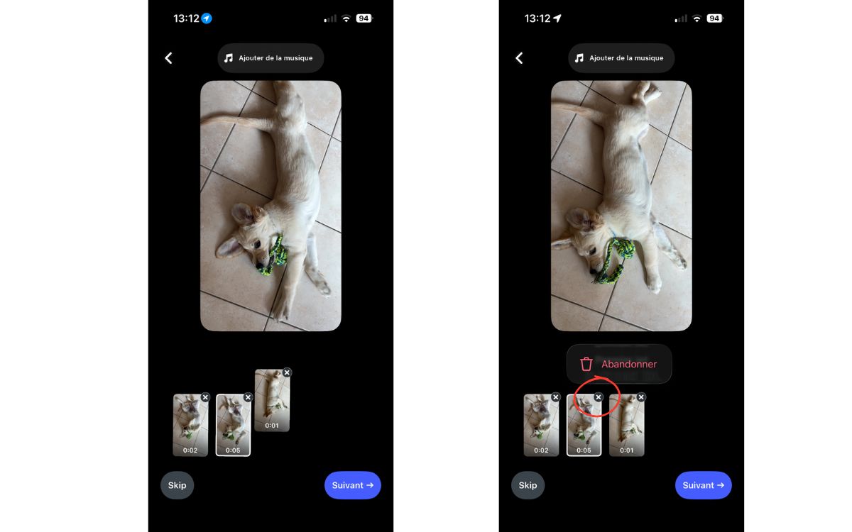 Premier jet Instagram First draft déplacer abandonner