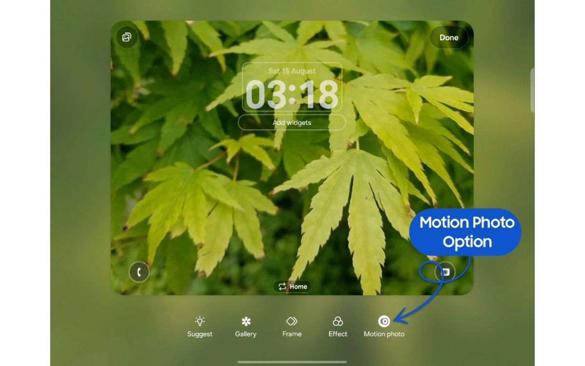 One UI 9 fond écran verrouillage accueil otion Photo avec mouvement