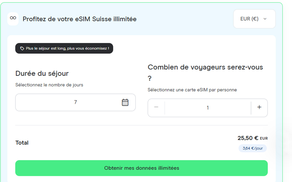 Forfait eSIM Suisse Holafly