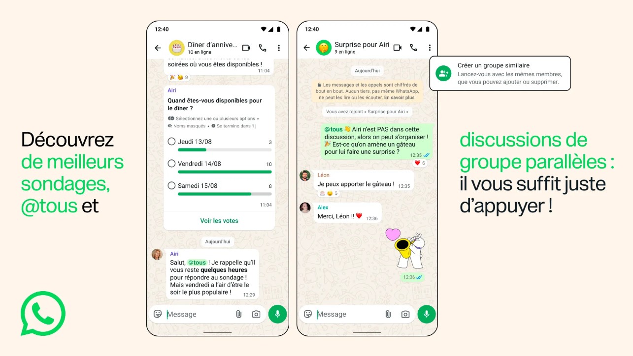 WhatsApp améliore les discussions de groupe, voici les nouveautés