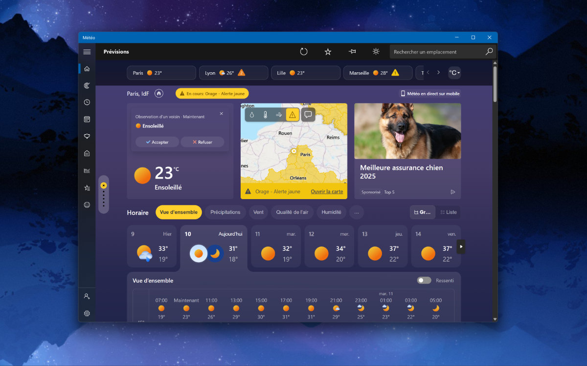 windows 11 appli météo