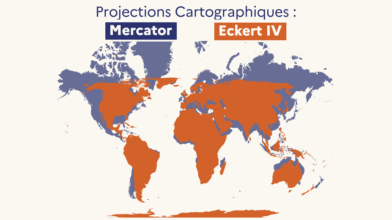 Carte du monde Mercator Eckert IV