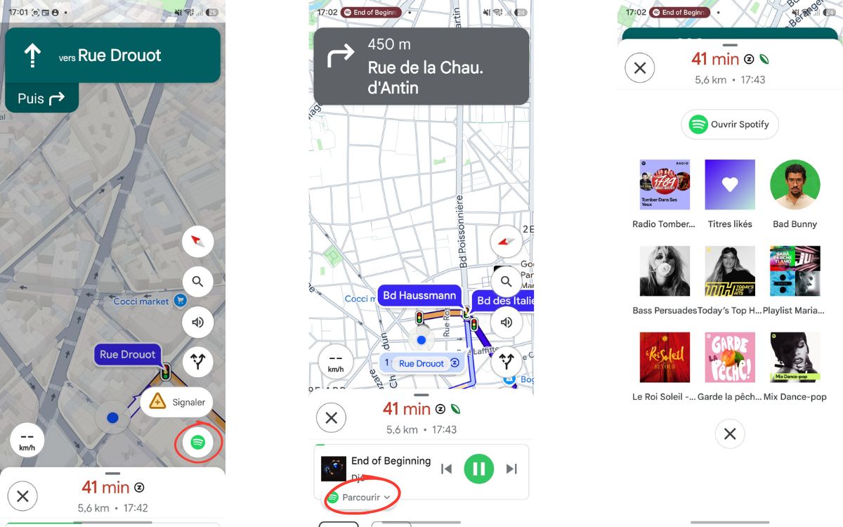 Google Maps Android lecteur audio intégré 3