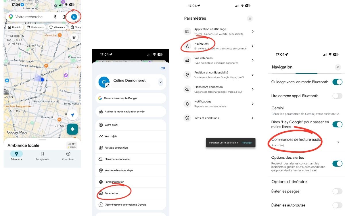 Google Maps iOS lecteur audio intégré 1