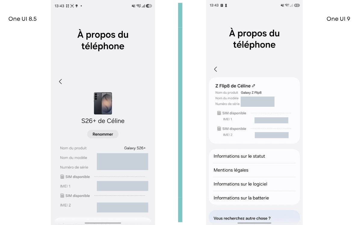 One UI 8.5 VS One UI 9 Page à propos
