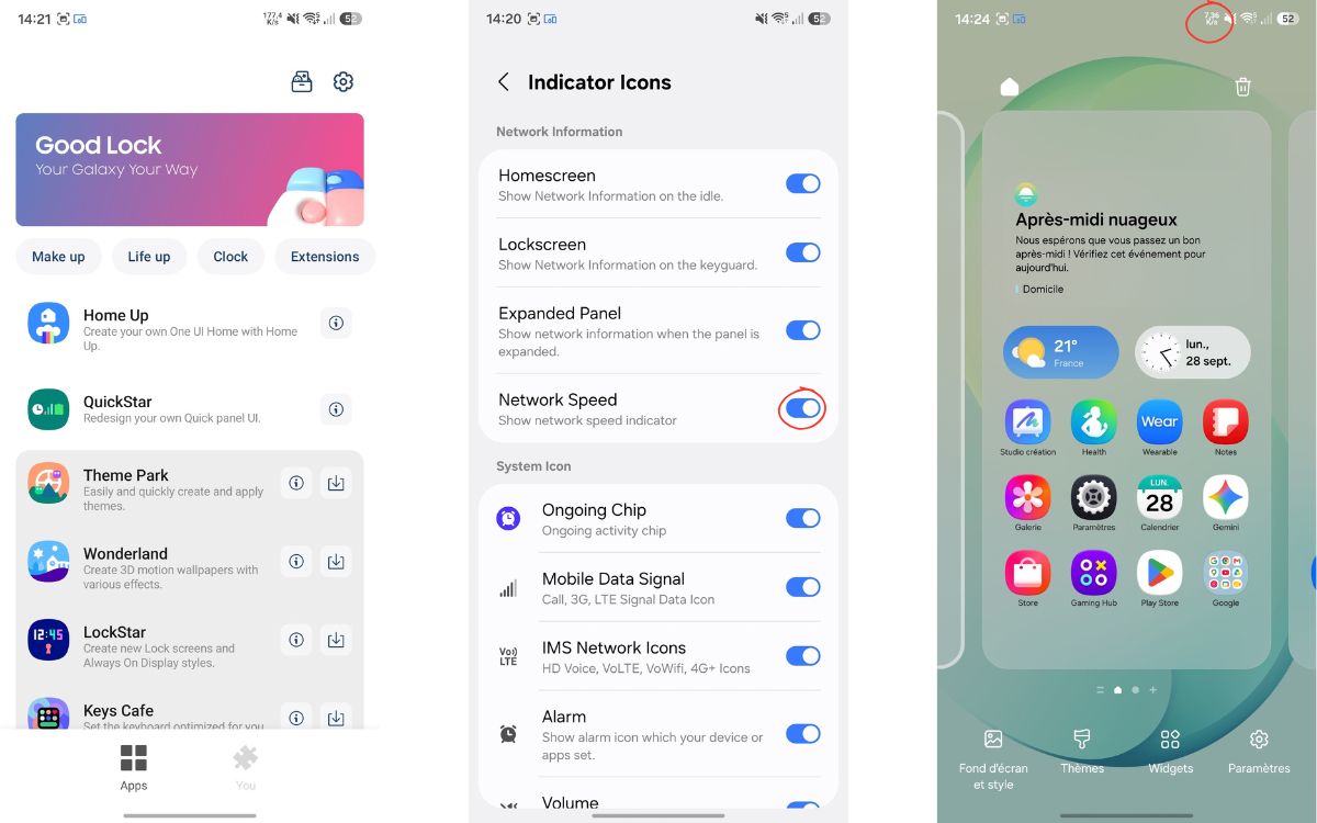 One UI 9 vitesse de connexion Good Lock Quick Star