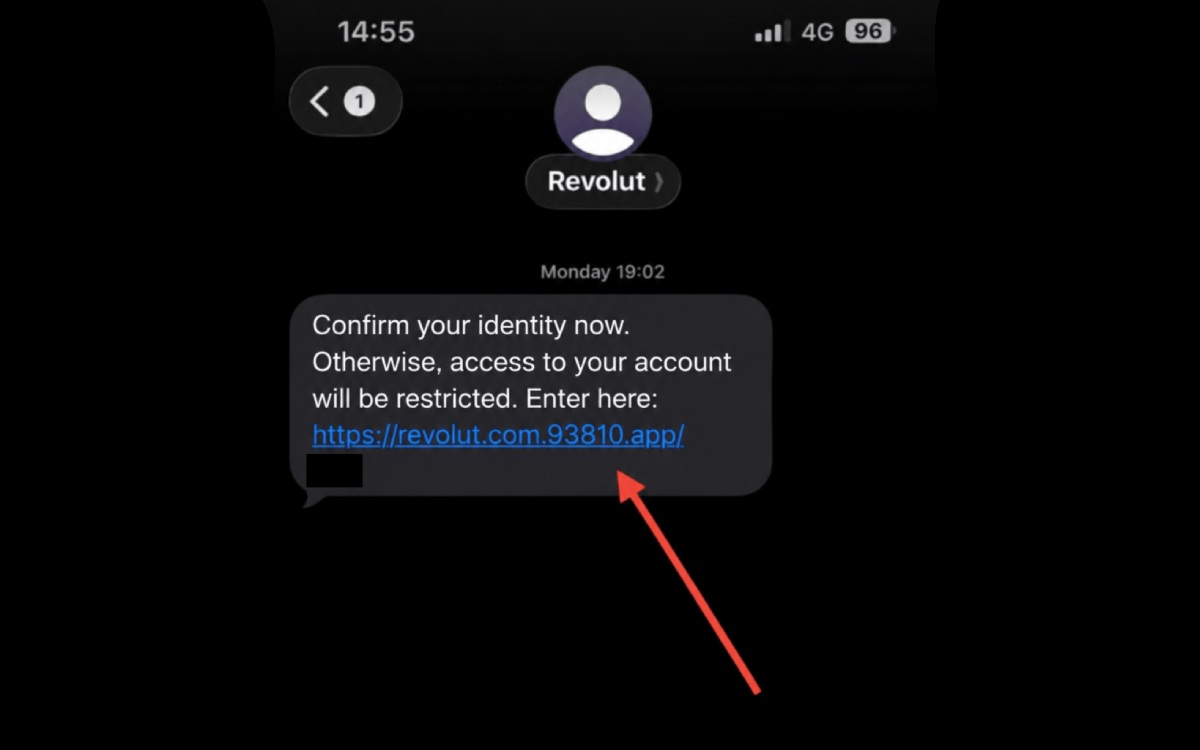 Une tentative de phishing auprès d'un client Revolut