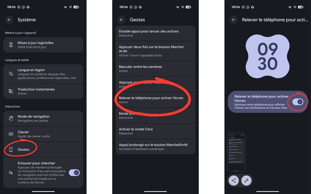 Pixel 11 bug geste Relever le téléphone pour allumer l'écran