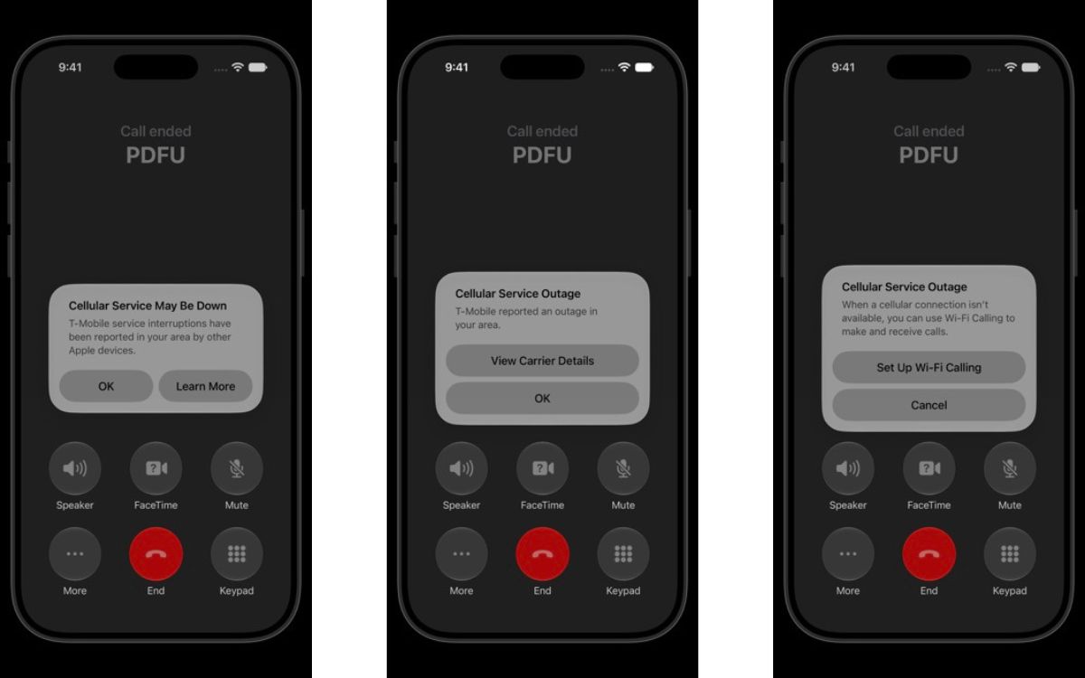 iOS 27 coupure d'appel alerte panne réseau cellulaire