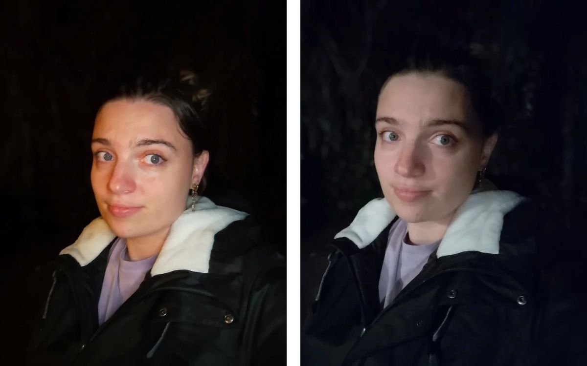 Capteur selfie mode Portrait avec et sans lumière de remplissage