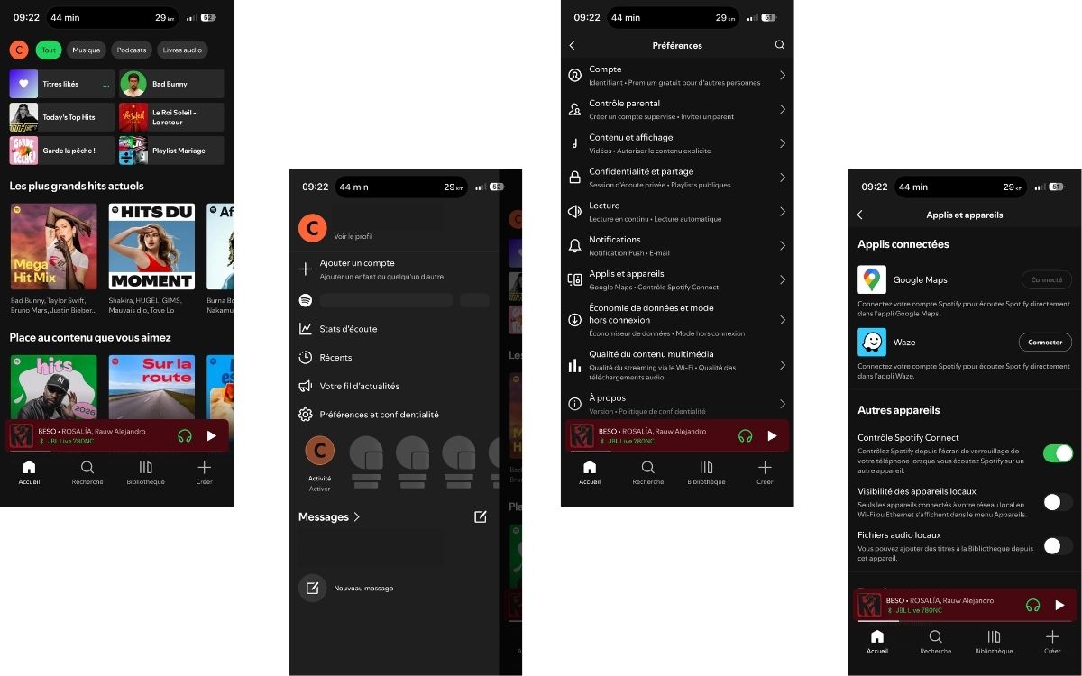 Spotify connexion Waze et Google Maps