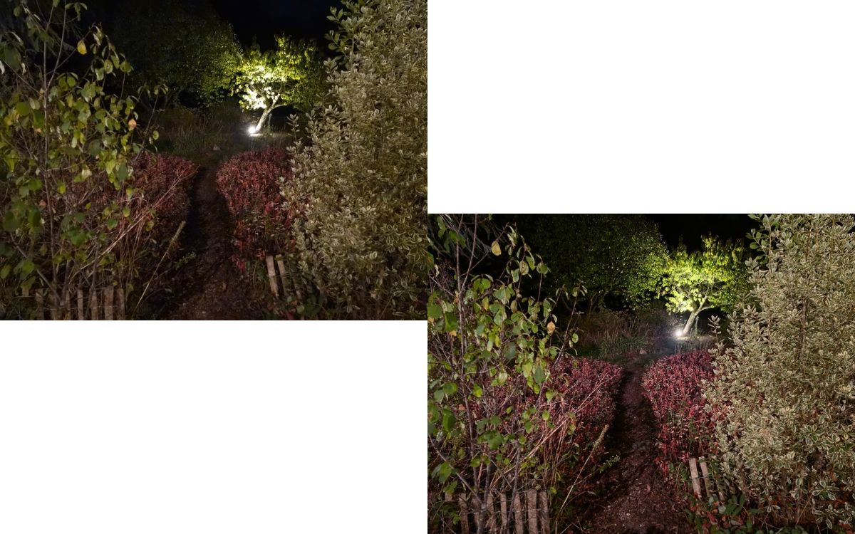 Test Galaxy S26 FE capteur grand angle sans et avec mode nuit