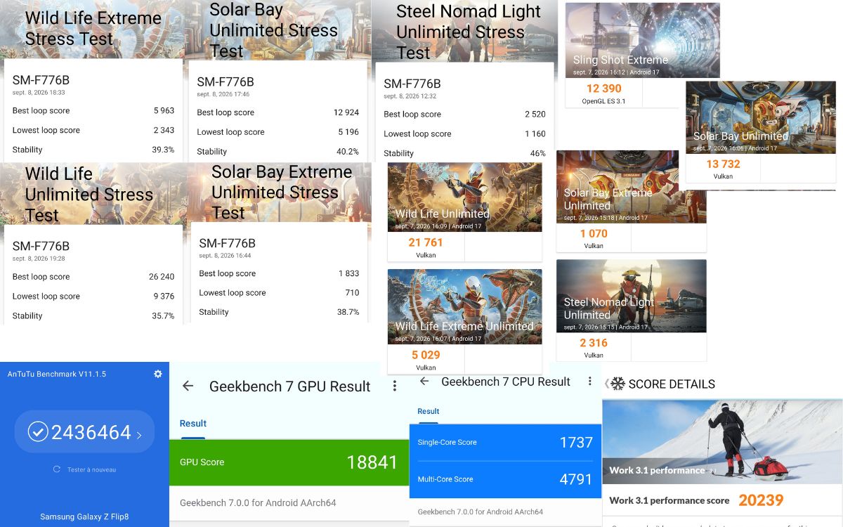 Test Samsung Galaxy Z Flip8 performances