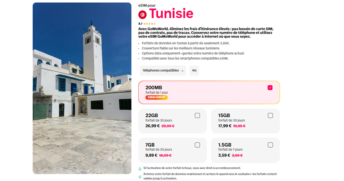 eSIM GoMoWorld Tunisie