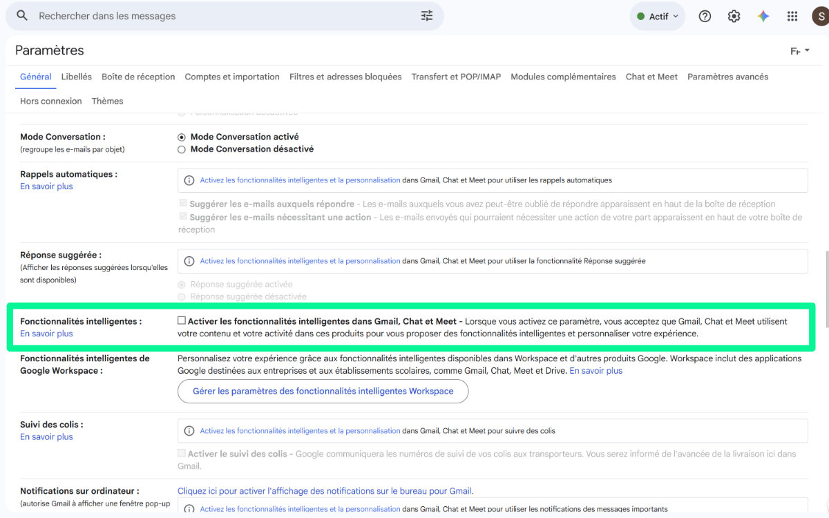 tuto gmail désactiver gemini