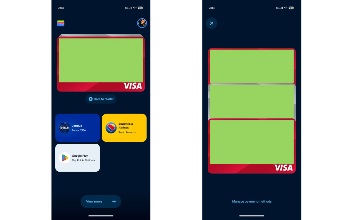 Nouvel affichage Google Wallet