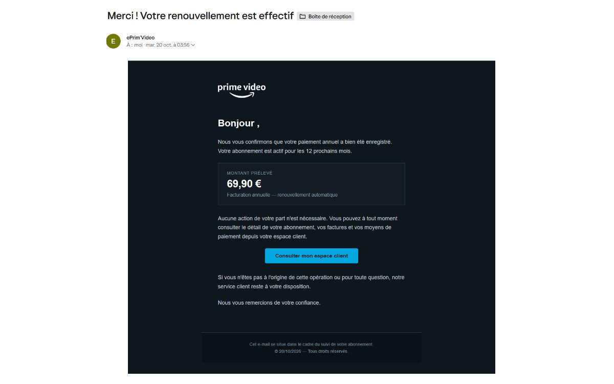 arnaque prime video